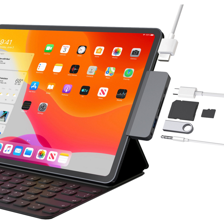 하이퍼드라이브 6in1 USBC 멀티허브 도킹스테이션 4K HDMI 60W PD충전 아이패드노트북 호환 HD319B, 실버, 1개