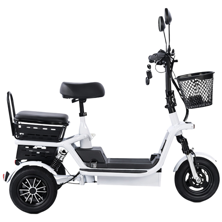 하이모터 편하게나들이 3인용 노인 여성 전기세발자전거 전동자전거 2인용전기자전거, 18. 화이트 8A  30km 2인승, 경량스틸