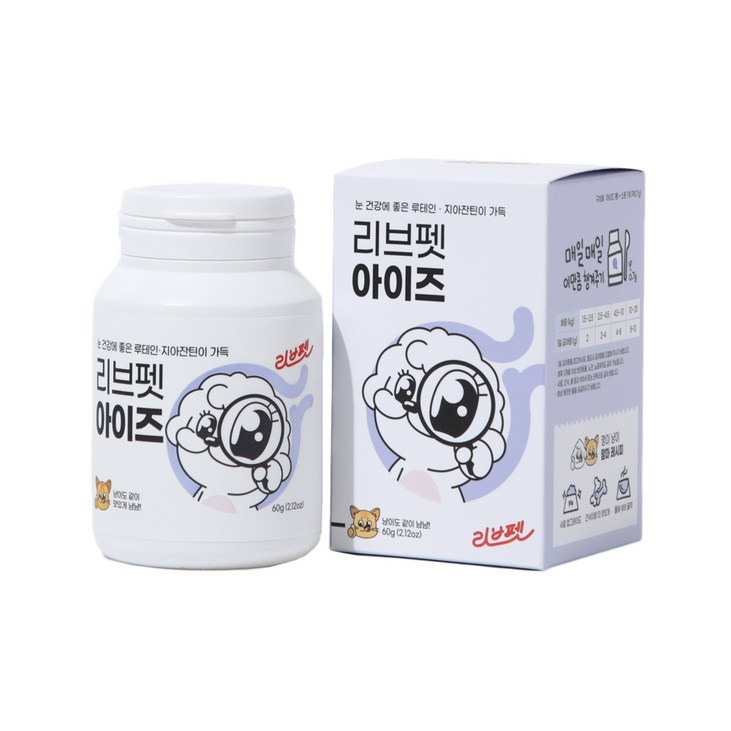 리브펫 반려동물 아이즈 눈 영양제 60g, 치즈맛, 1개, 눈물 눈건강 리브펫 반려동물 아이즈 눈 영양제 60g, 치즈맛, 1개, 눈물 눈건강