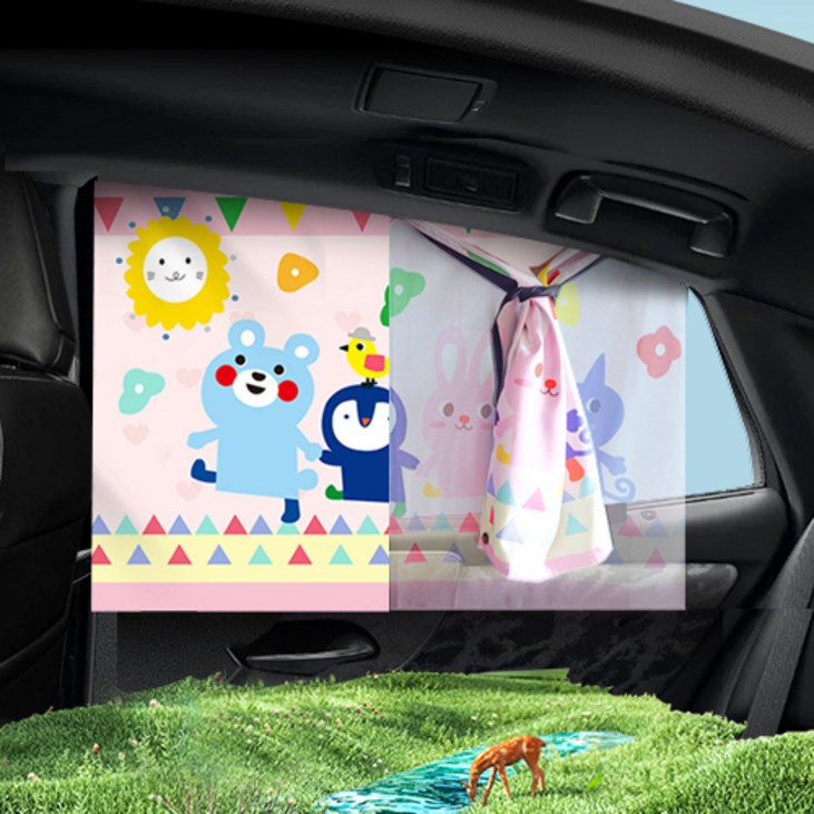 모두달라 차량용 아기 햇빛가리개 자동차 창문 커튼 가리개, 3번소풍가요, 1개