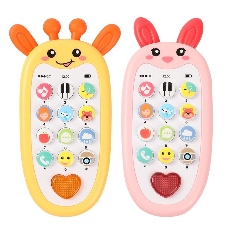 베어블리 73가지 멜로디 아기 핸드폰 장난감 2개입 전화 통화 역할 놀이, 혼합색상