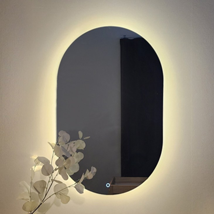 3색 LED 간접조명 욕실 화장대 미용실 거울 양타원형 3색 LED 간접조명 욕실 화장대 미용실 거울 양타원형