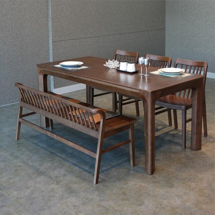 참갤러리 밀레 원목 식탁 세트, 6인 식탁+의자 2개+벤치