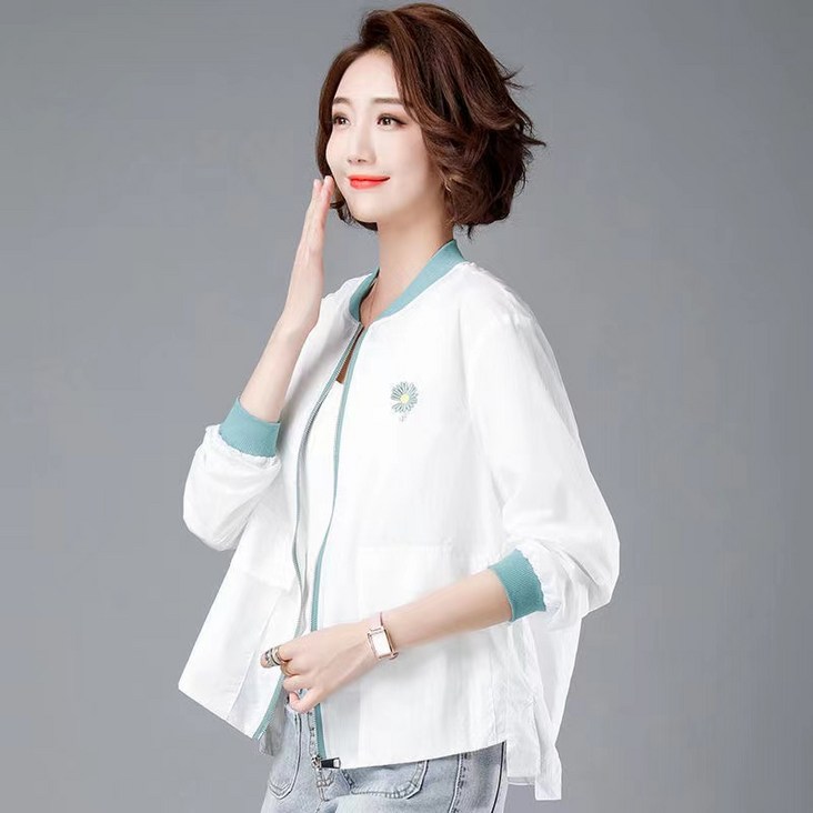 쩐쿠 봄 여름 가을 여성 자외선차단 라운드넥 긴소매 바람막이 점퍼 자켓 Z107 쩐쿠 봄 여름 가을 여성 자외선차단 라운드넥 긴소매 바람막이 점퍼 자켓 Z107