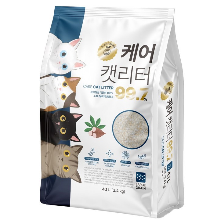 사조동아원 케어 캣리터 99.7 굵은입자, 무향, 1개, 3.4kg