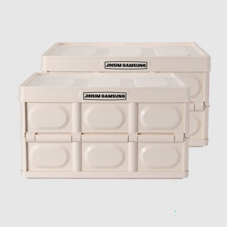 진심감성 다용도 수납 캠핑 폴딩박스, 크림베이지, 56L, 2개 진심감성 다용도 수납 캠핑 폴딩박스, 크림베이지, 56L, 2개