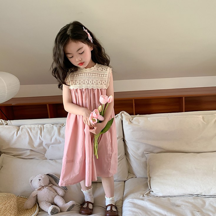 스타빈 여아용 레이스탑 민소매 원피스 스타빈 여아용 레이스탑 민소매 원피스