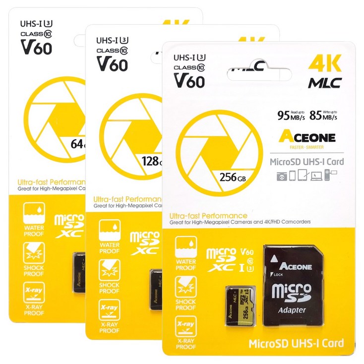 에이스원 PRO 마이크로 SD 메모리카드 MLC 액션캠 캠코더 4K, 256G - 투데이밈