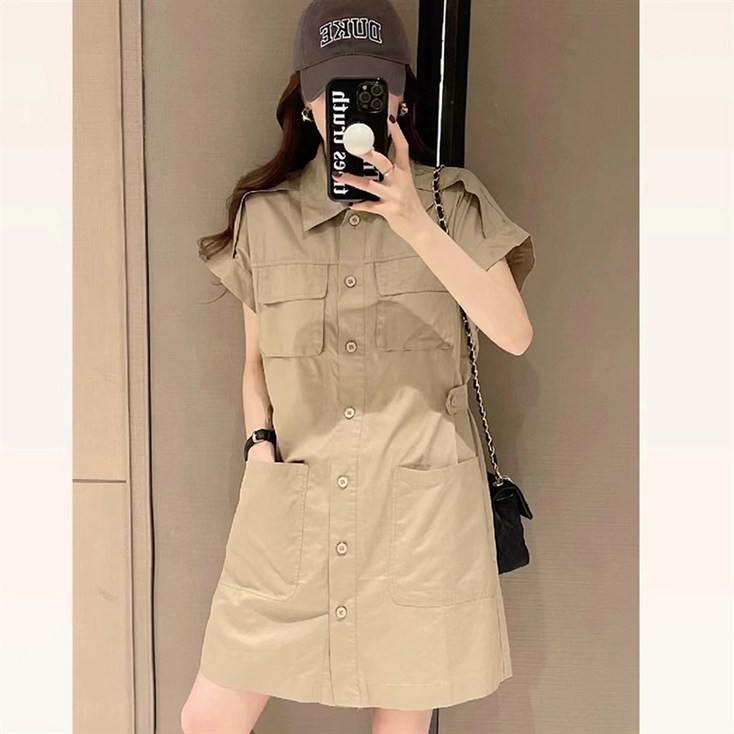 POMTOR 여성 빅사이즈 여름원피스 패션 카고 셔츠원피스 POMTOR 여성 빅사이즈 여름원피스 패션 카고 셔츠원피스