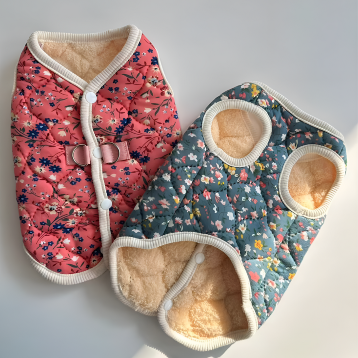 펫파션 촌캉스 누빔 D링 양털 강아지 패딩조끼 애견 겨울옷