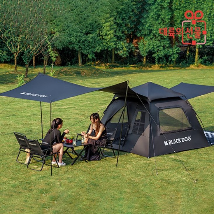 블랙독 대형 리빙쉘 블랙코팅 캠핑 그늘막 쉘터 원터치 텐트 캠핑 차박 야외 자동 팝업 텐트 CBD2450WS030 업그레이드