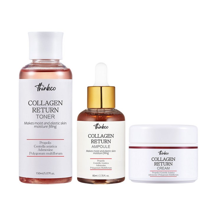 3종세트 띵코 콜라겐 리턴 기초 화장품 토너 150ml앰플 80ml크림 50ml, 1세트, 1SET