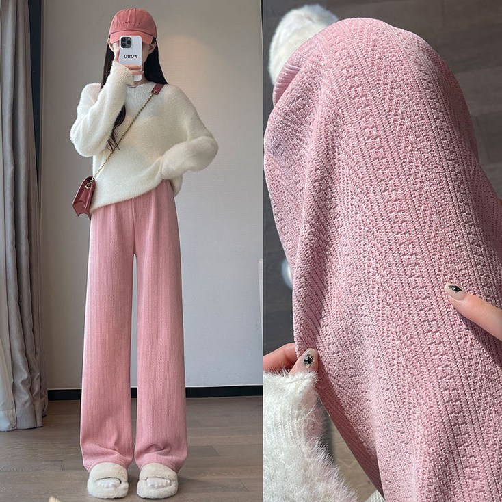 UPPERCUT 여성 기모 밴딩 와이드 팬츠 융기모 양털 기모레깅스 코듀로이팬츠 빅사이즈 기모바지 골덴바지 정장바지 세가지 기장