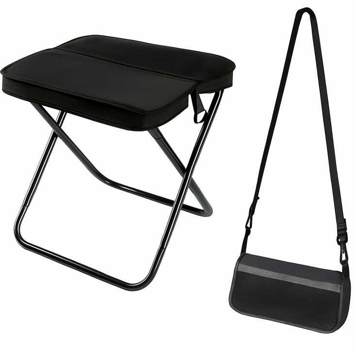 소소해 초경량 크로스백 휴대용 접이식 의자, 블랙