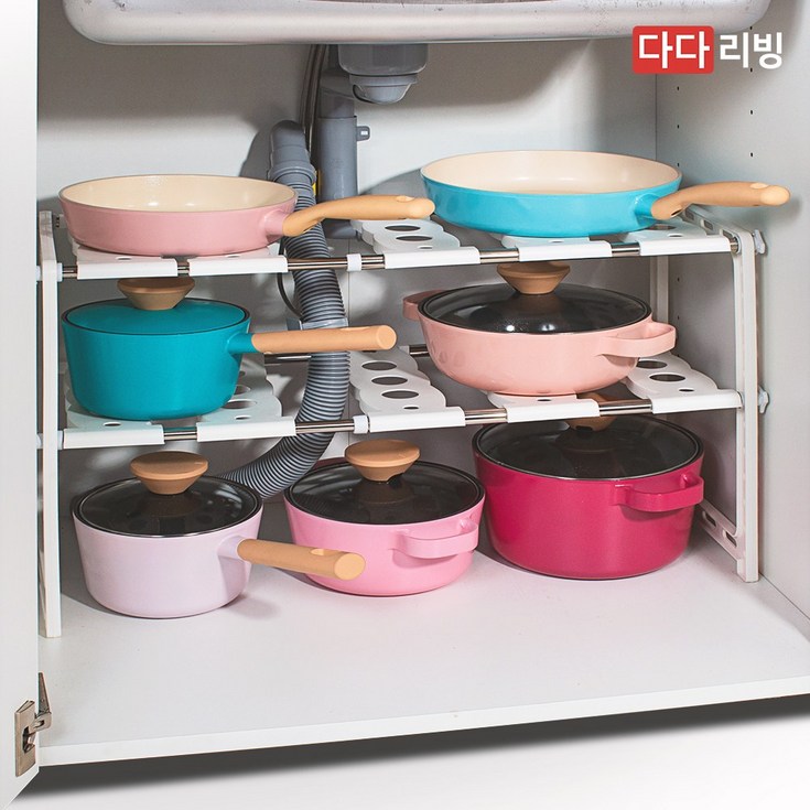 폭조절 싱크인선반 2단, 화이트