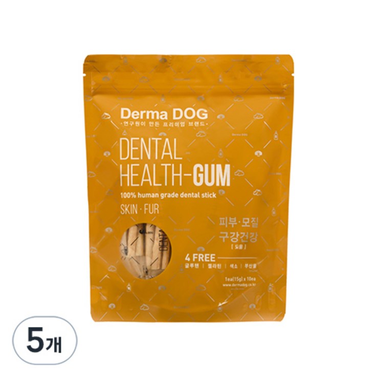 더마독 덴탈 강아지 헬스껌 150g, 피부, 모질, 5개