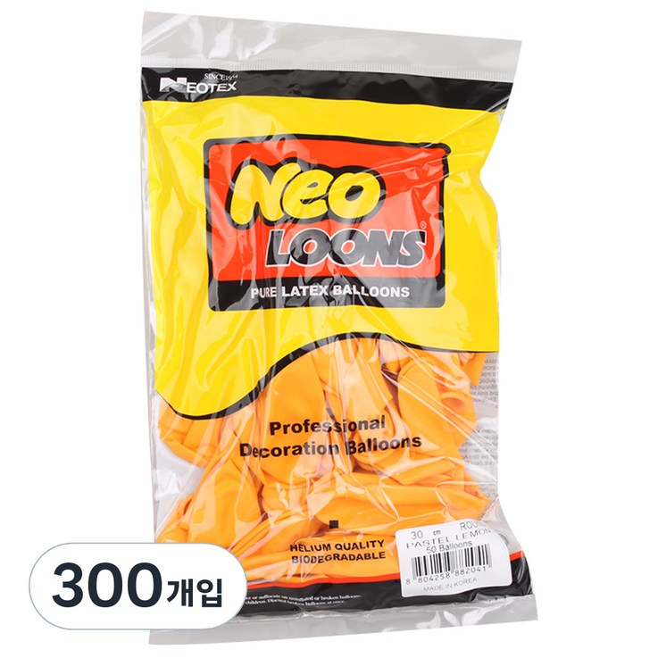 네오룬스 30cm 라운드풍선 50p, 파스텔 레몬, 6개
