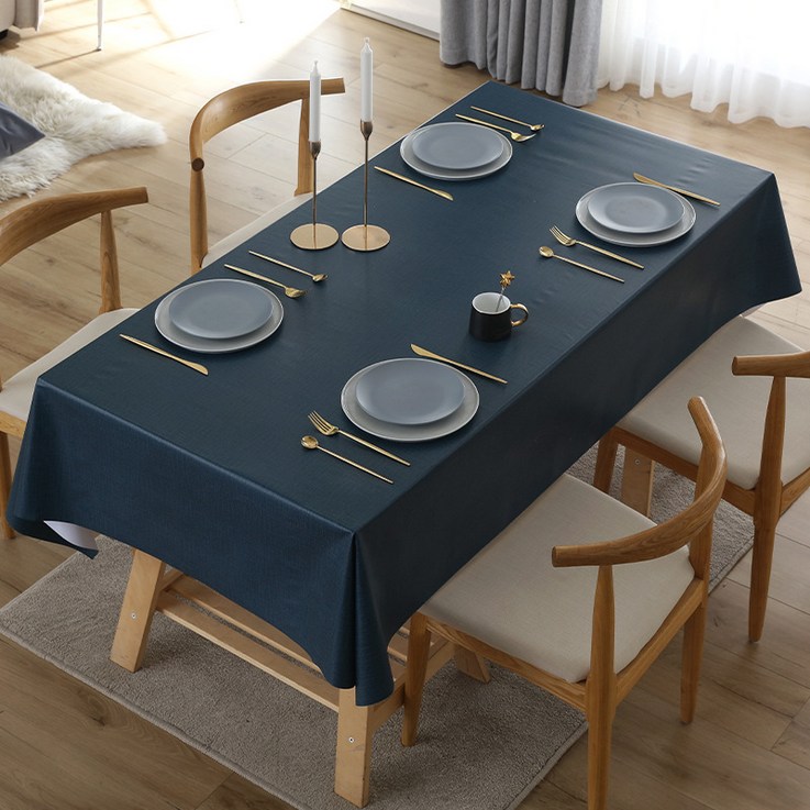 티그텔루 방수 식탁보 테이블 커버, 네이비, 120 x 180 cm