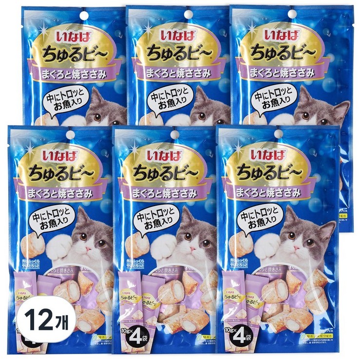 이나바 챠오 츄르비 고양이간식, 40g, 12개, QSC272참치구운 닭가슴살 이나바 챠오 츄르비 고양이간식, 40g, 12개, QSC272참치구운 닭가슴살