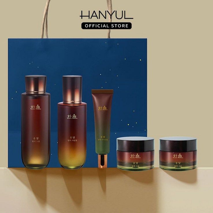 한율 송담 기초 5종 세트스킨150ml에멀젼 125ml크림 50ml 2개아이크림 25ml쇼핑백