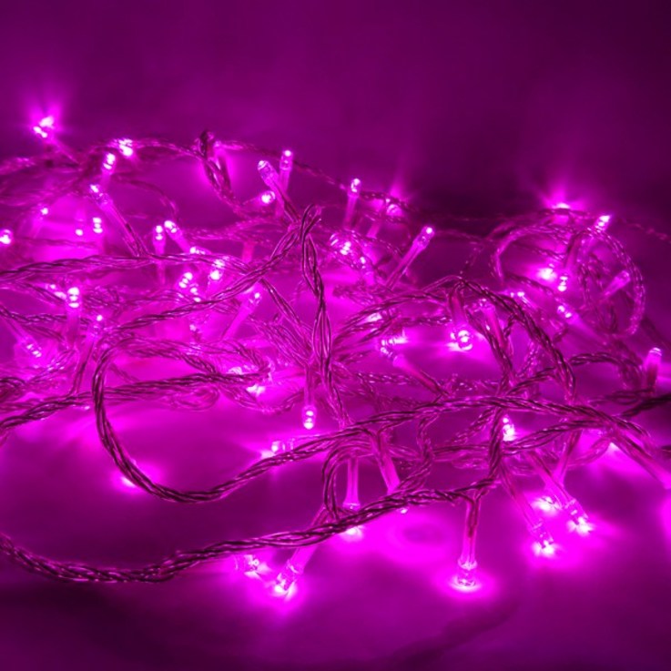 선세이브[세트] 크리스마스 트리/캠핑 조명 LED 은하수 100구 투명선+전원케이블 세트, 핑크색