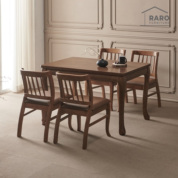 라로퍼니처 크라운 1200 순수 원목 4인 식탁 세트