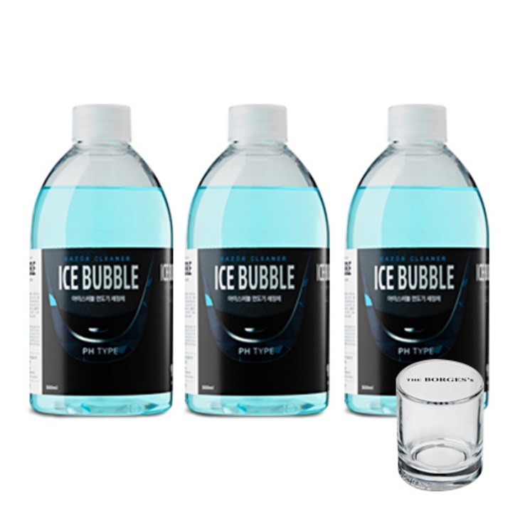 아이스버블 필립스 호환 PH타입 면도기세정액 500ml x 3p 세척용 유리컵, 단일상품, 단일색상