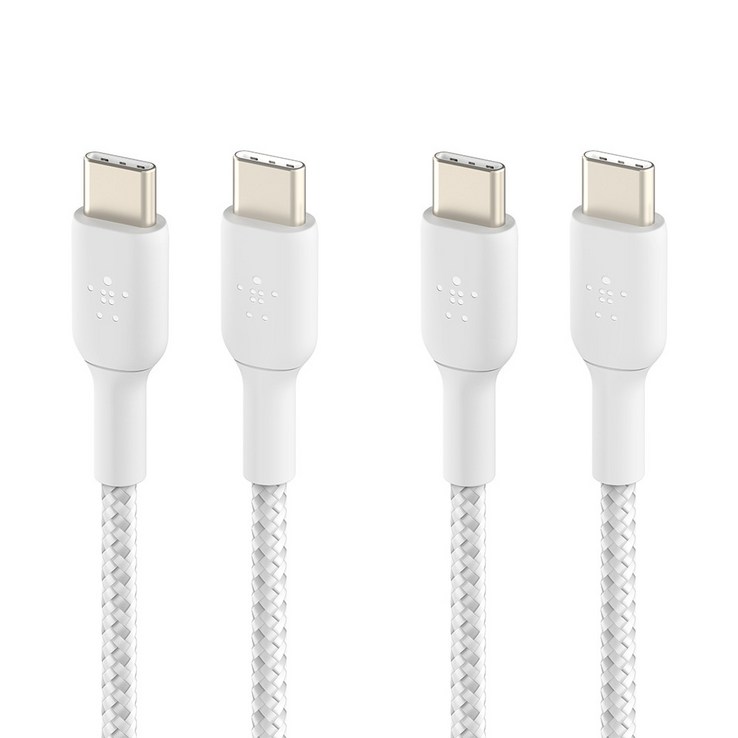 벨킨 BoostCharge 브레이디드 USB C타입C타입 고속 충전케이블 CAB004bt2MWH, 2m, 화이트, 2개 벨킨 BoostCharge 브레이디드 USB C타입C타입 고속 충전케이블 CAB004bt2MWH, 2m, 화이트, 2개