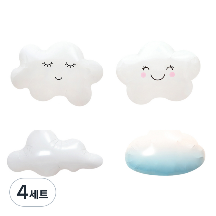 구름 풍선 4종 세트, 혼합색상, 4세트