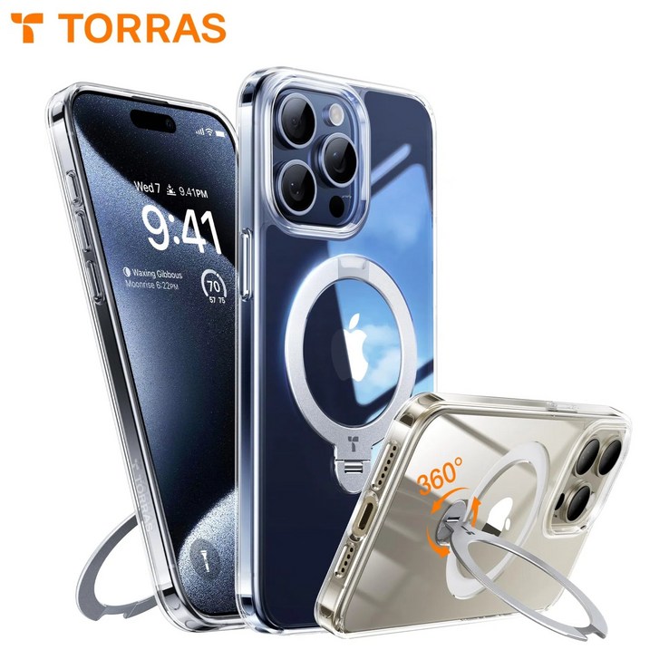 공식 TORRAS 토라스 업그레이드 360도 Ostand 스핀 마그네틱 맥세이프 밀리터리 등급 충격 저항 핸드폰 케이스