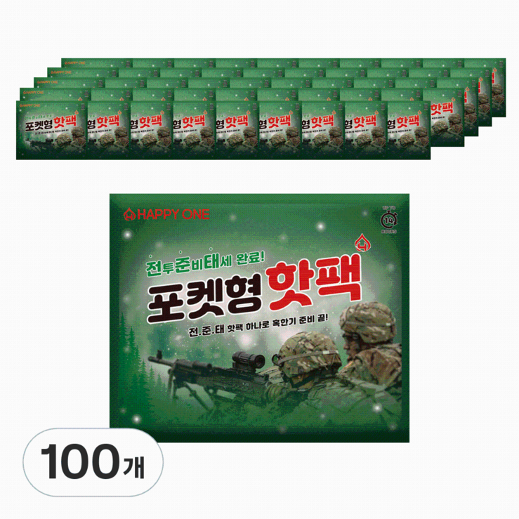 국내생산 전준태 국내생산 포켓형 핫팩 100g, 100개