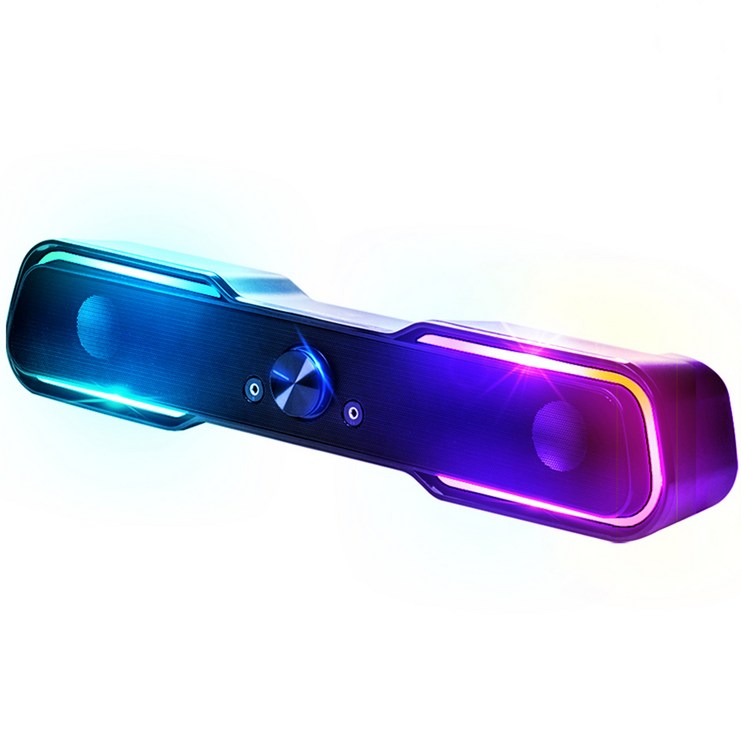 로이체 2채널 멀티미디어 RGB 레인보우 LED 게이밍 사운드바 스피커, 블랙에디션, RSB-G5000