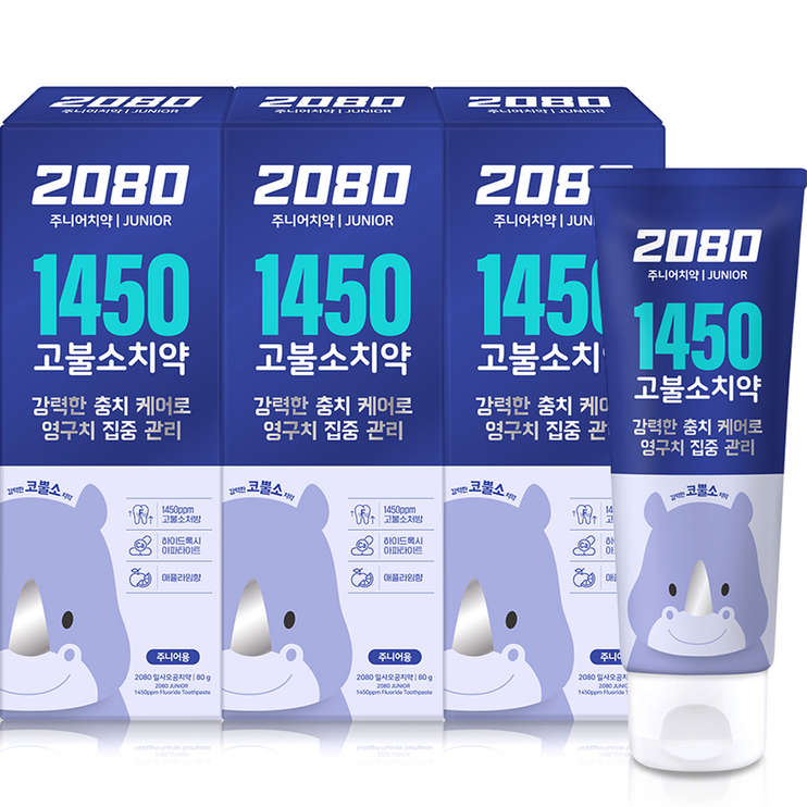 2080 주니어 1450 고불소 충치케어 치약 애플라임향 2080 주니어 1450 고불소 충치케어 치약 애플라임향
