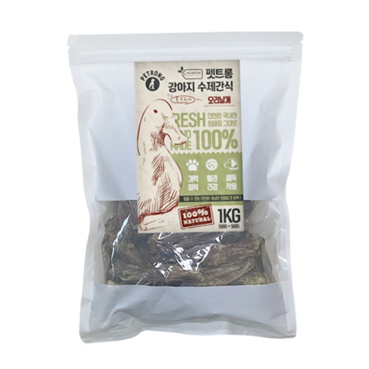 오리날개 펫트롱 강아지 수제간식 대용량 실속형 1kg, 오리날개, 1000g