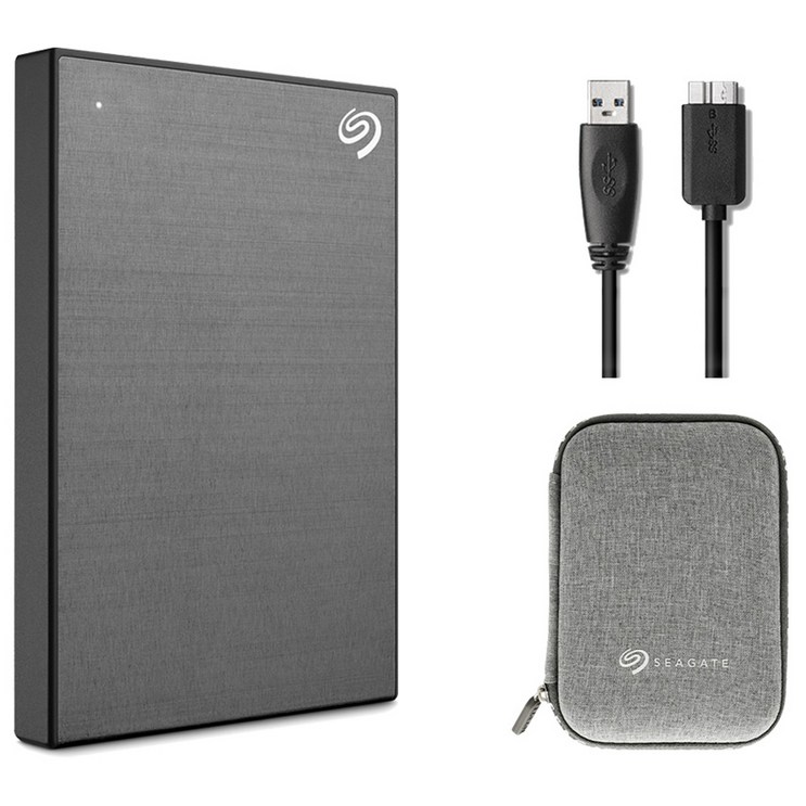 씨게이트 One Touch HDD 외장하드STHN2000405 데이터복구암호화 기능파우치USB케이블, 2TB, 스페이스그레이