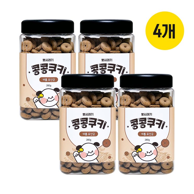 뽀시래기 강아지 콩콩쿠키 280g, 캐롭 유산균, 280g, 4개