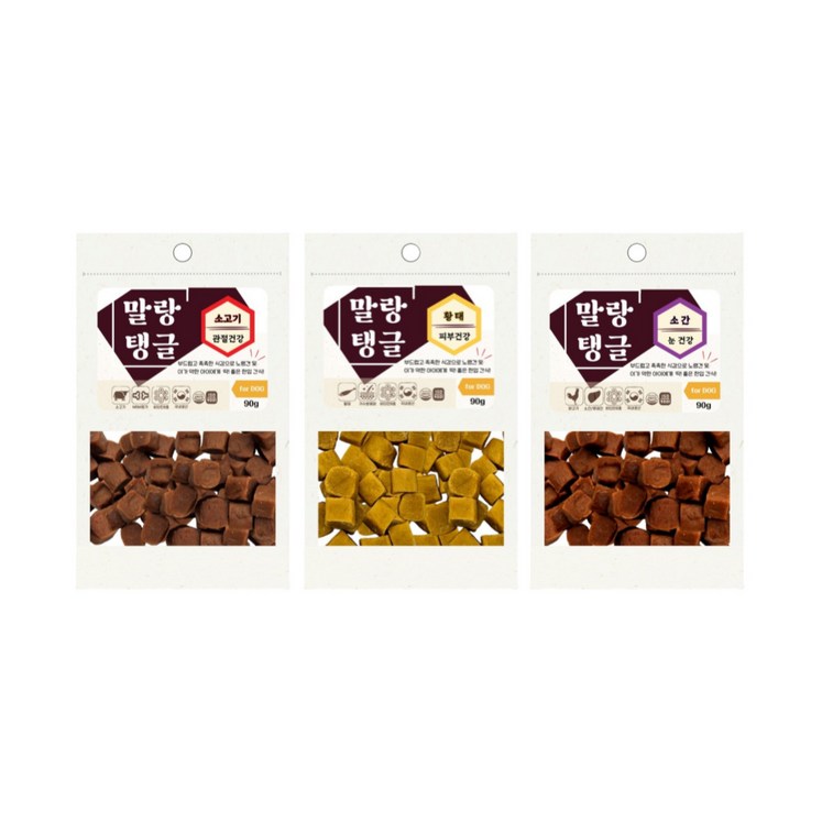 말랑탱글 기능성 수제간식 3종, 1개, 90g, 소간눈건강 말랑탱글 기능성 수제간식 3종, 1개, 90g, 소간눈건강