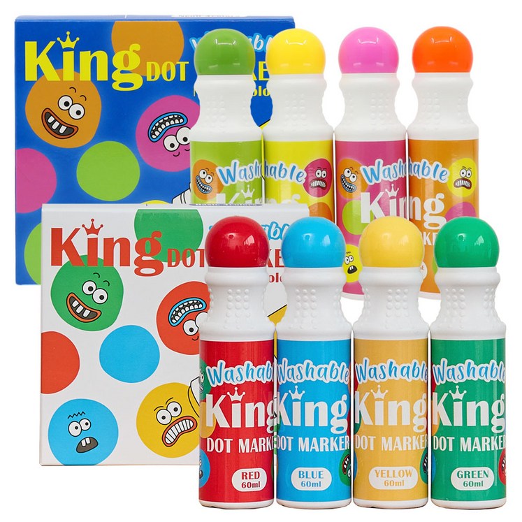 따블리에 워셔블 킹 도트물감 미술놀이 유아물감 도트마카 480ml, 1세트, 8색