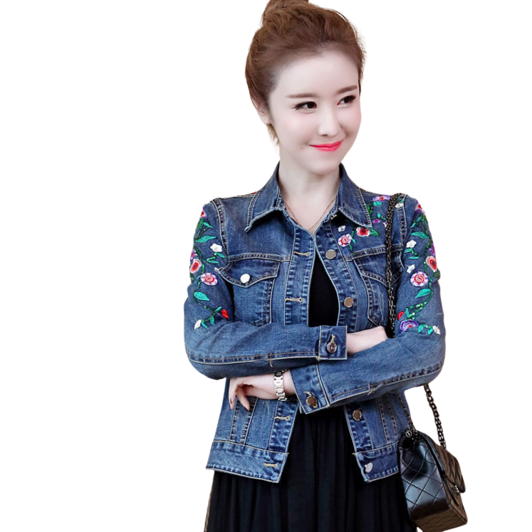 여성용 자수 데님 코트 숏 스판 데님 재킷S5XL 뉴타임즈 Z312X737 여성용 자수 데님 코트 숏 스판 데님 재킷S5XL 뉴타임즈 Z312X737