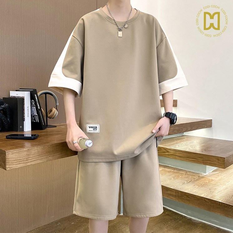 코디코치 웨일 반팔 세트 라운드넥 티셔츠 반바지 트레이닝 운동복 밴딩 상하세트