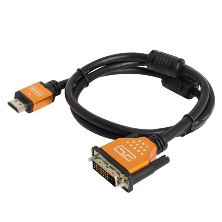 엠비에프 DVI to HDMI 골드 메탈 케이블 MBFDMHMG010, 1개, 1m