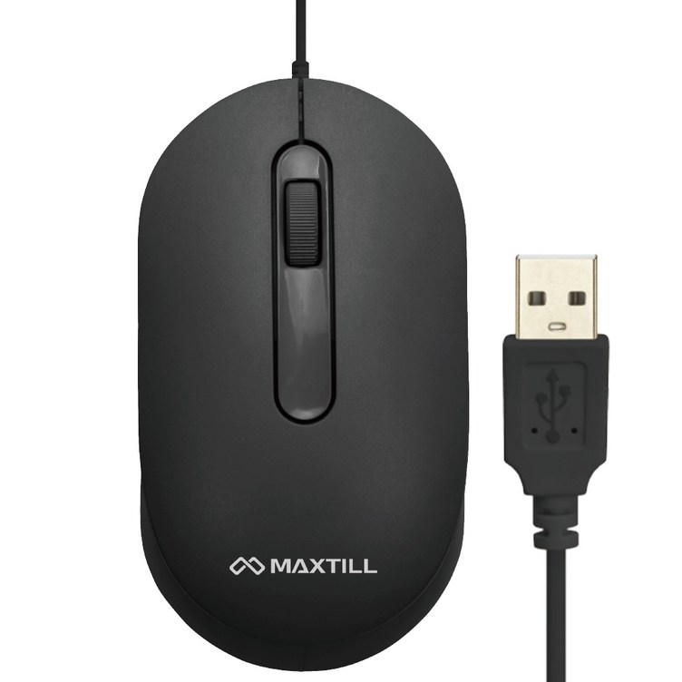 맥스틸 USB 저소음 유선 마우스 MOM303U, MO303U, 블랙