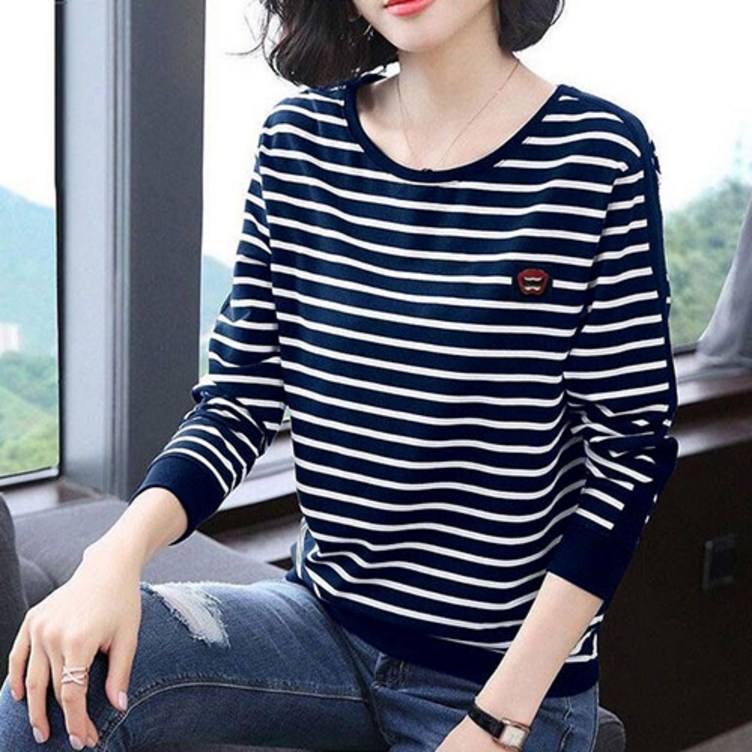 이노뱅크 라운드넥 스트라이프 데일리 긴팔 티셔츠 GM0284A 이노뱅크 라운드넥 스트라이프 데일리 긴팔 티셔츠 GM0284A