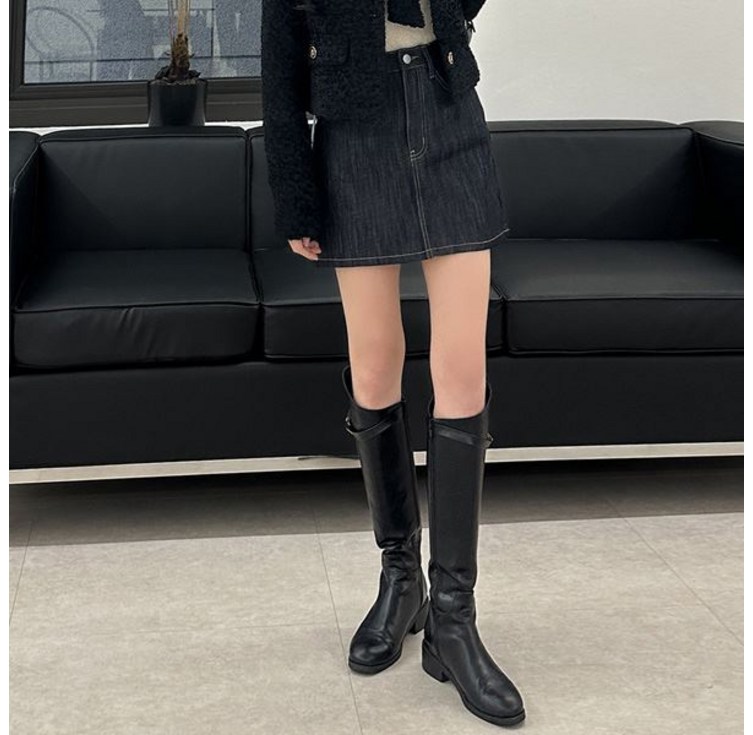 슈가펀 블레디 생지 데님 통기성 A라인 스커트