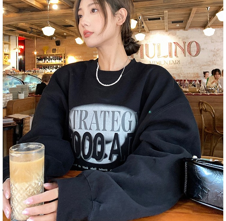 메이킹유 소장템인기상품 심플 기모 레터링 프린팅 라운드 긴팔 무지 티셔츠 루즈핏 데일리 P92185레타기모맨투맨