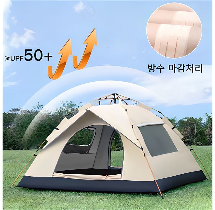 프란다스 아웃도어 원터치 텐트 방수코팅 34인용 베이지220x220x145, 베이지, 34인용