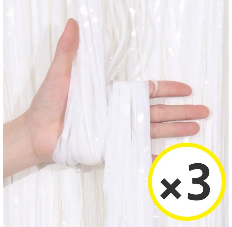 크리스마스 세트 풍선 가랜드 파티장식 소품 혼합풍선 트리 데코 홈파티용품 에브리띵스마일 1077, 화이트 파티커튼 3P, 1세트