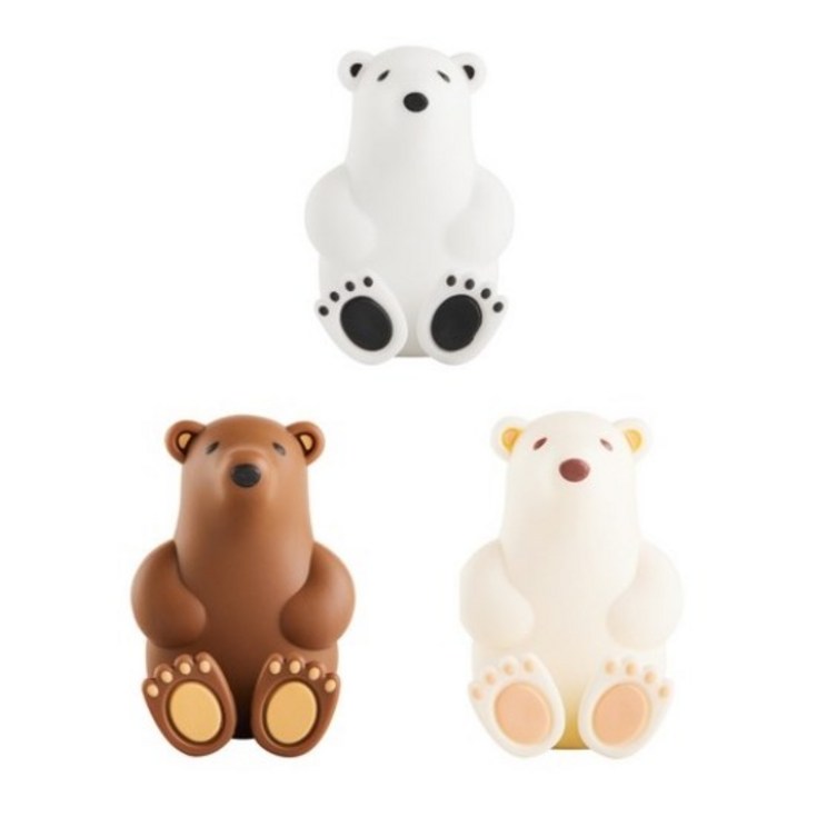 실리콘 칫솔걸이 북극곰 칫솔꽂이 다용도 캐릭터 흡착 걸이 3세트, 아이크림화이트,커피브라운,화이트, 1개