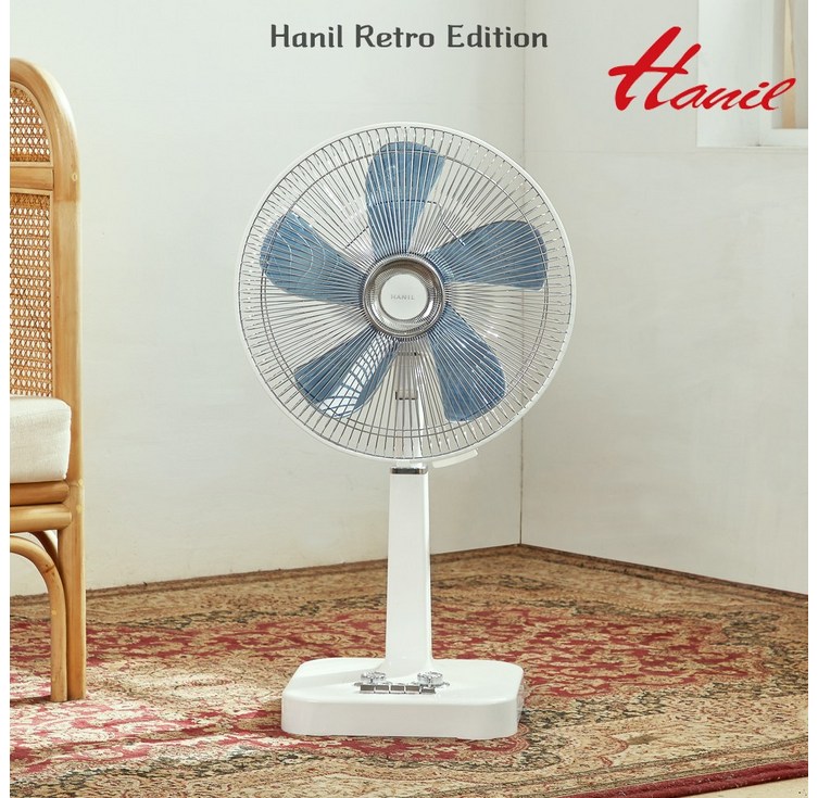 한일 35cm 기계식 레트로 스탠드 선풍기 REF481 화이트 크롬 한일 35cm 기계식 레트로 스탠드 선풍기 REF481 화이트 크롬