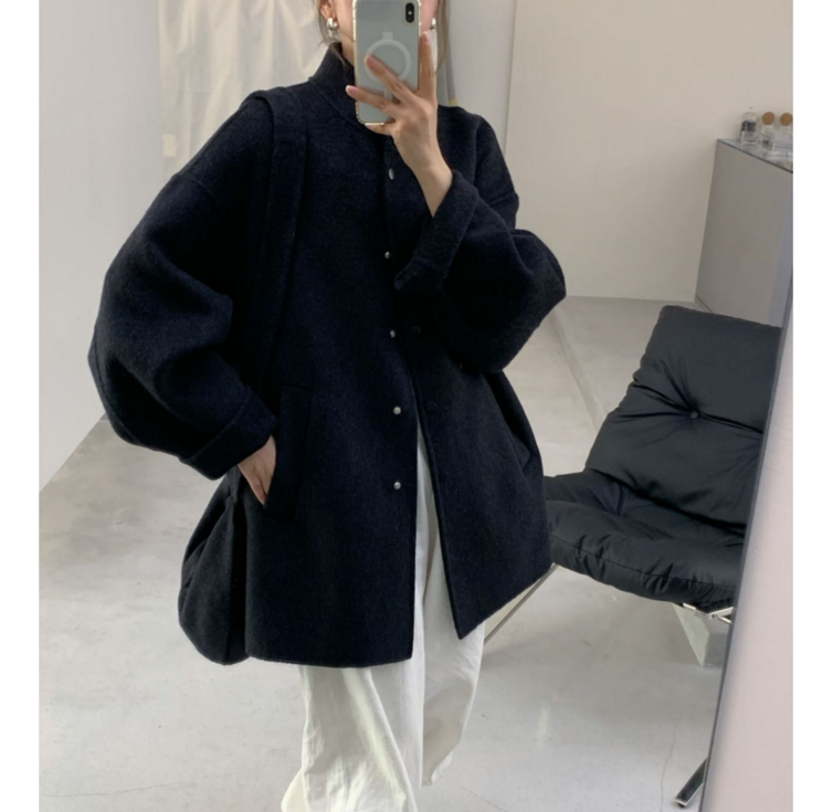 여성 알파카 핸드메이드 자켓 울 겨울 코트